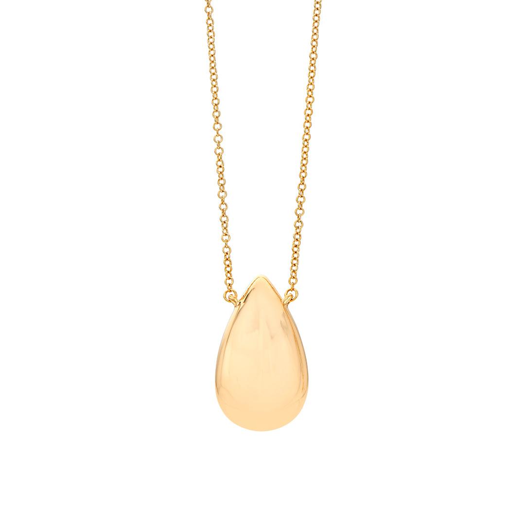 Puffy Teardrop Pendant Necklace in Yellow Gold 0