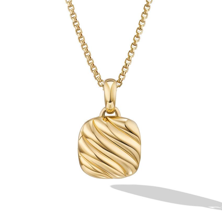David Yurman 18k Yellow Gold Sculpted Cable Locket in 18k Yellow Gold, Square