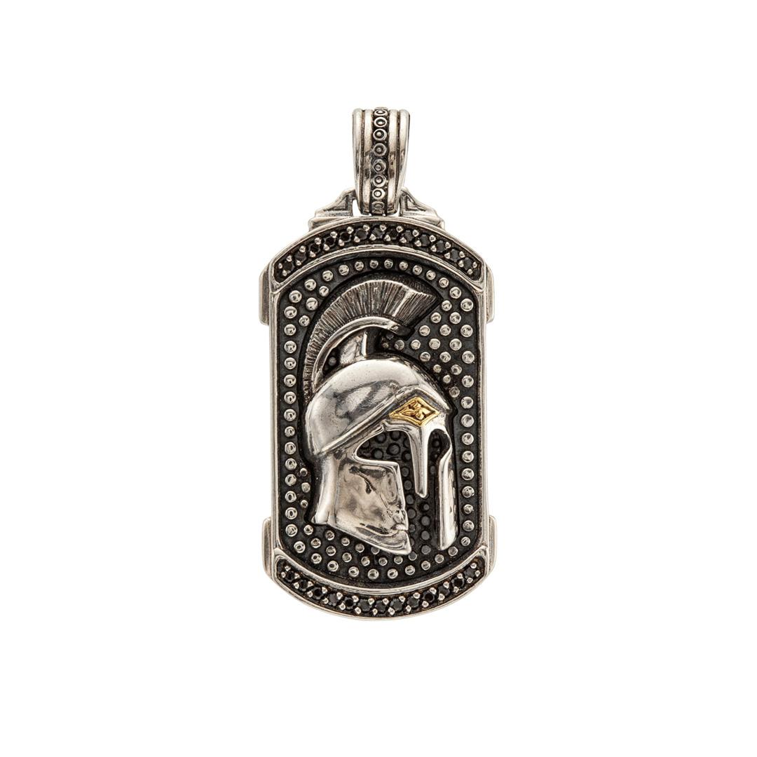 Konstantino Achilles Silver and Gold Dog Tag Pendant 0