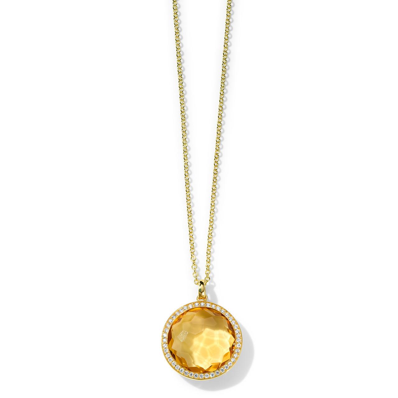 Ippolita Lollipop Medium Honey Citrine Pendant Necklace with Diamonds 0