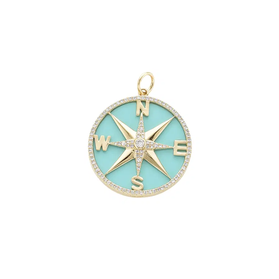Turquoise & Diamond Compass Pendant