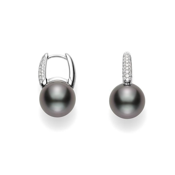 Mikimoto Black South Sea Pearl and Diamond Earrings 0