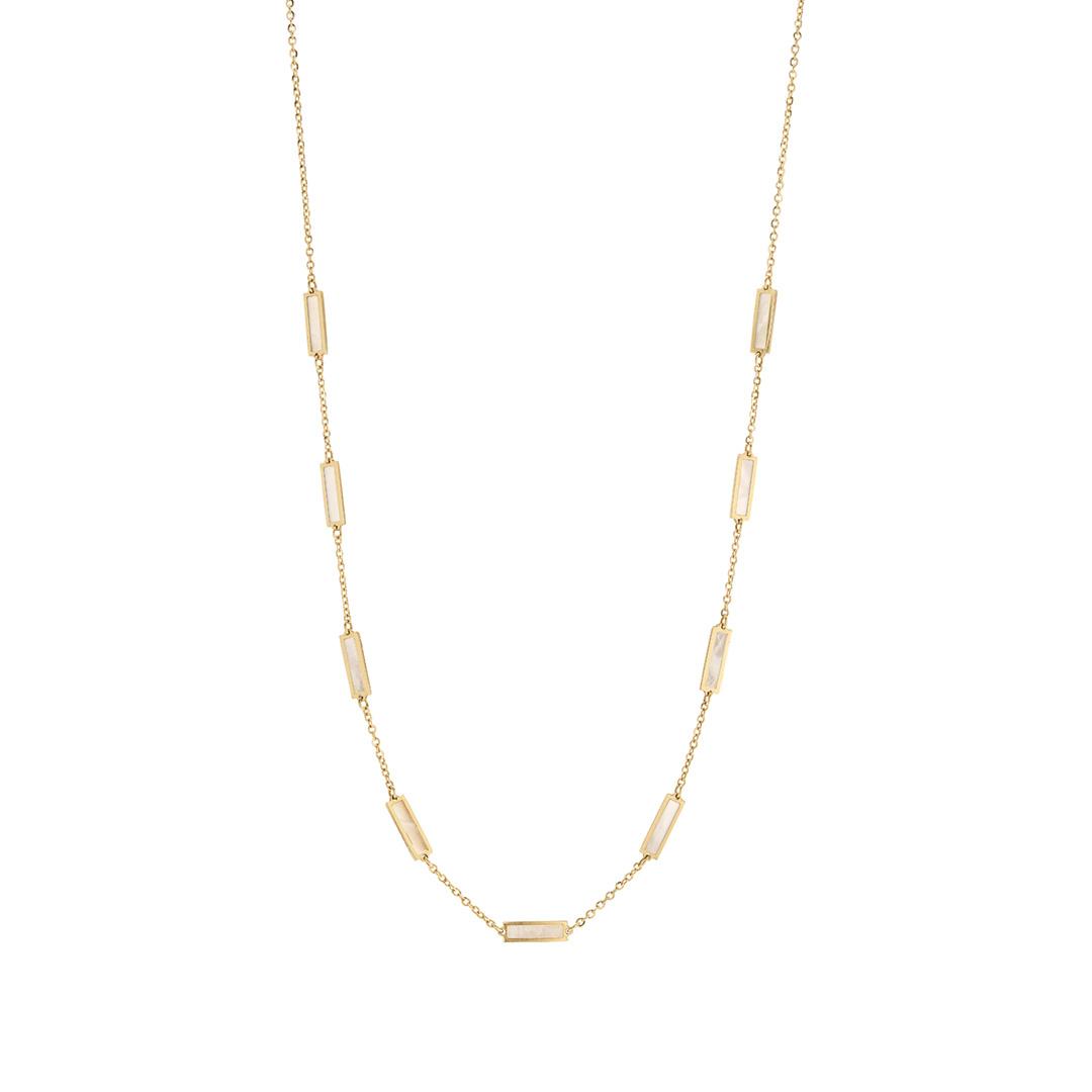 Bar Station Necklace in Yellow Gold with Mother of Pearl 0