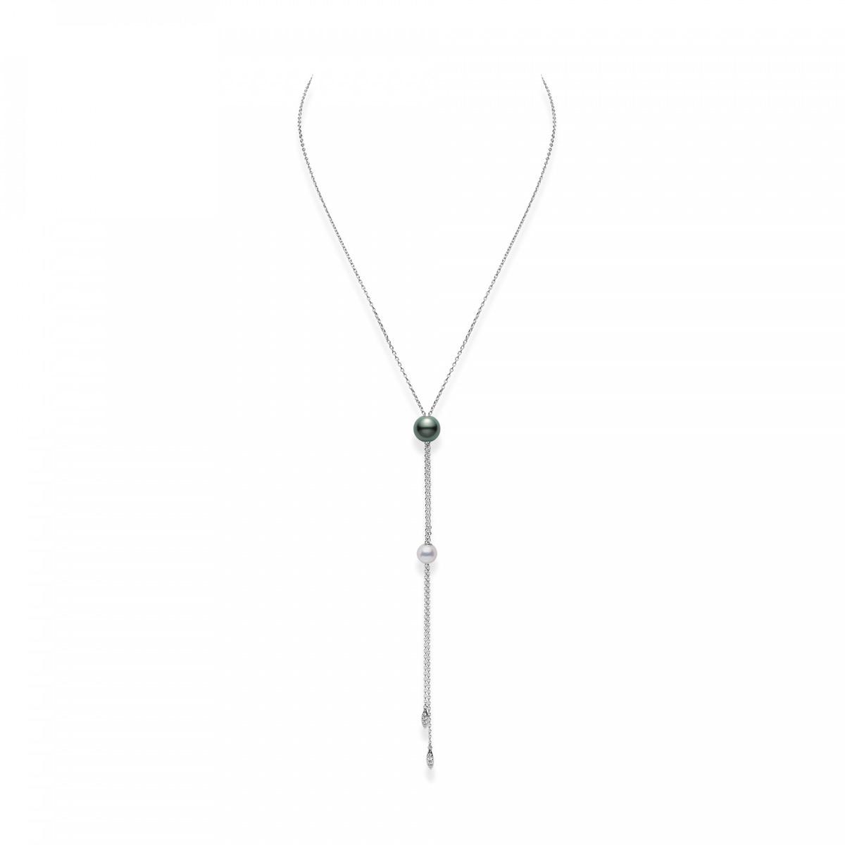 Mikimoto Pearls in Motion Akoya and Black South Sea Cultured Pearl Pendant in 18K White Gold 0