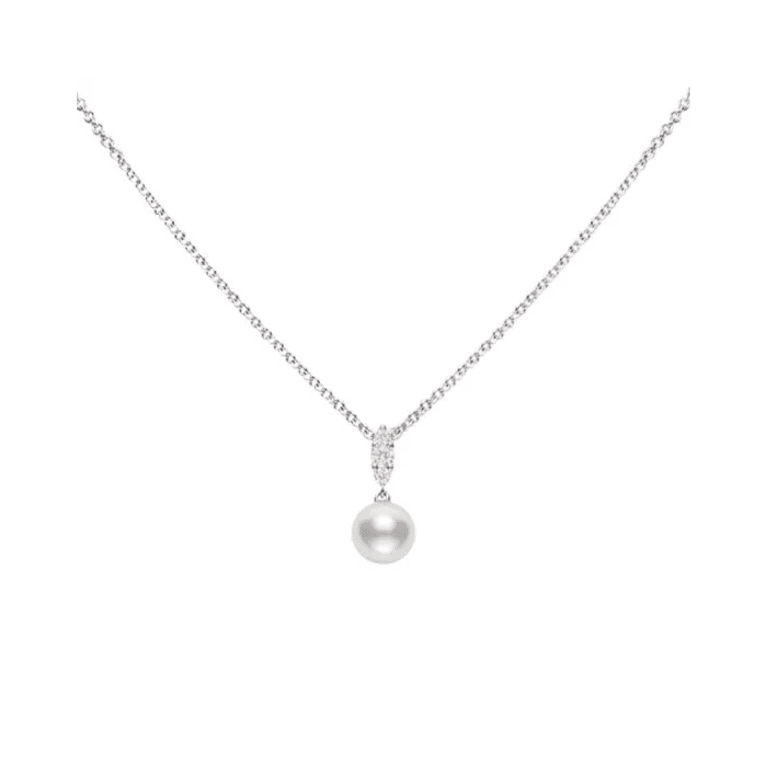 Mikimoto Morning Dew 7.5mm A Akoya Cultured Pearl Pendant Necklace in White Gold