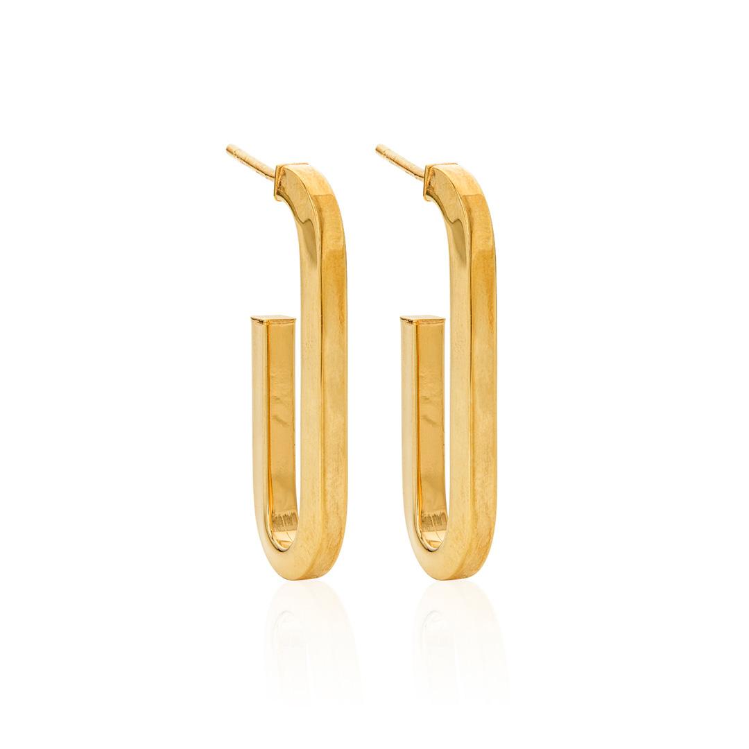 Yellow Gold Plated J-Hoop Earrings