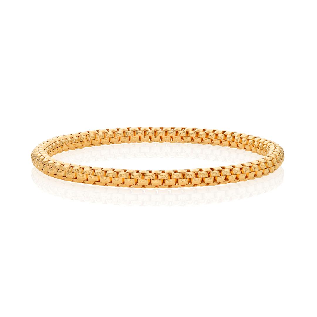 Woven Stretch Bracelet in Yellow Gold Plated Sterling Silver 0