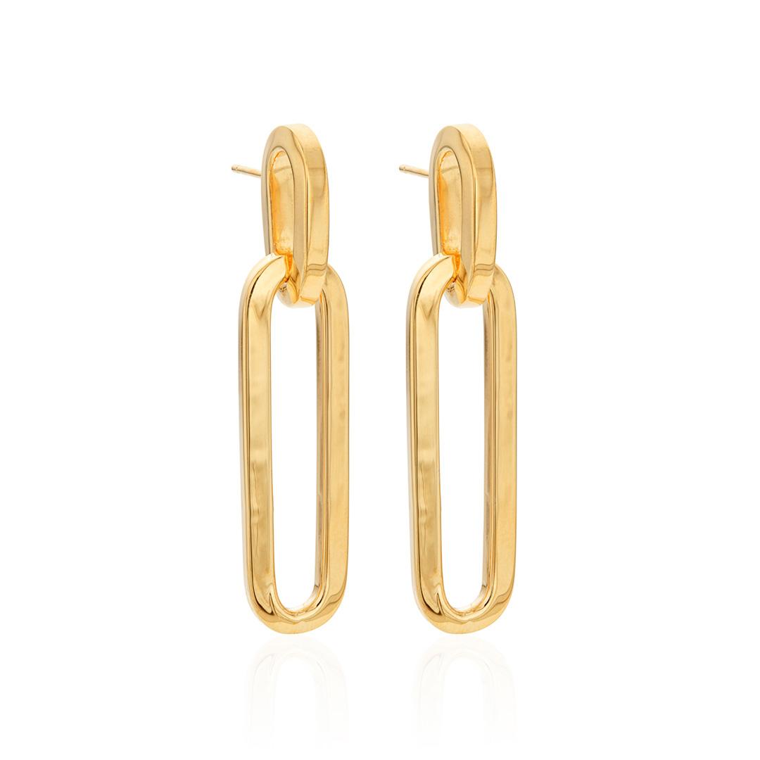 Yellow Gold Plated Oval Link Earrings