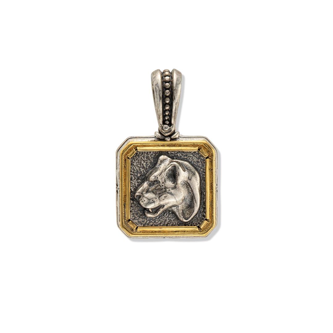 Konstantino Silver and Bronze Panther Head Pendant 0