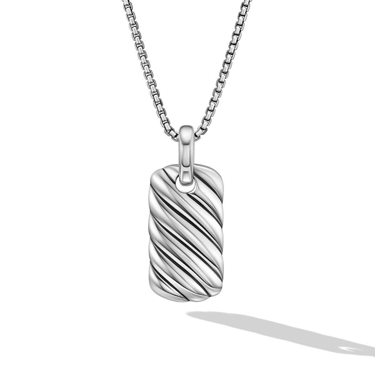 David Yurman Sterling Silver Petite Sculpted Cable Tag