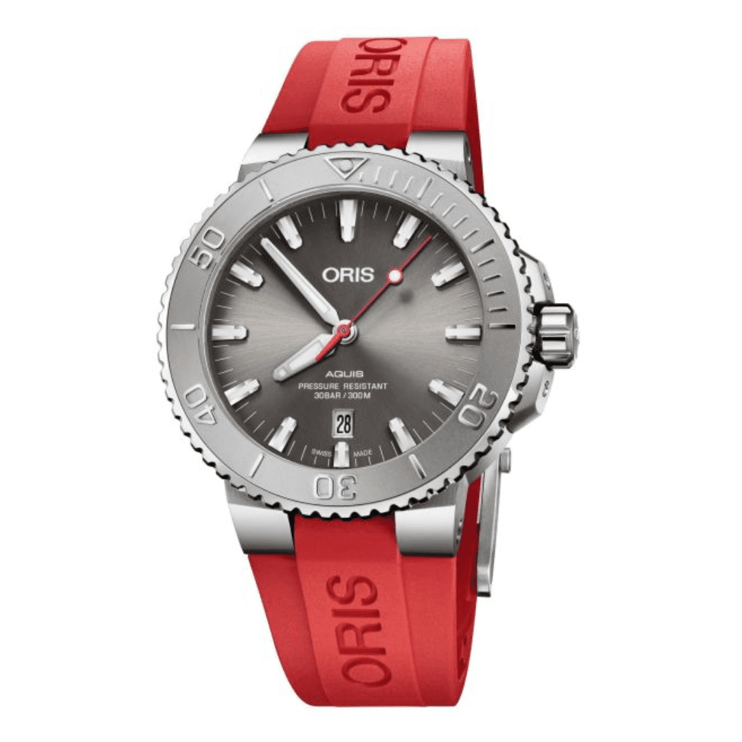 Oris Aquis Date Relief with Red Rubber Strap 0