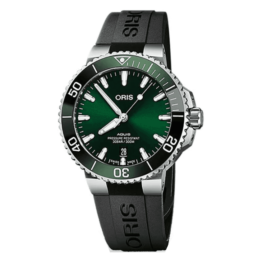 Oris Aquis Date with Green Dial and Rubber Strap 0