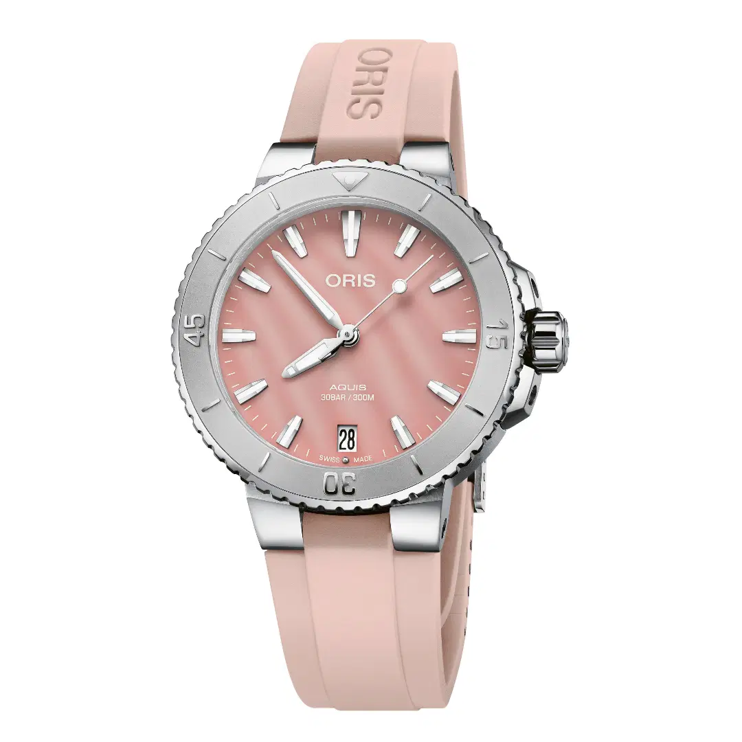 Oris Aquis Date in Pink with Pink Rubber Dial 0
