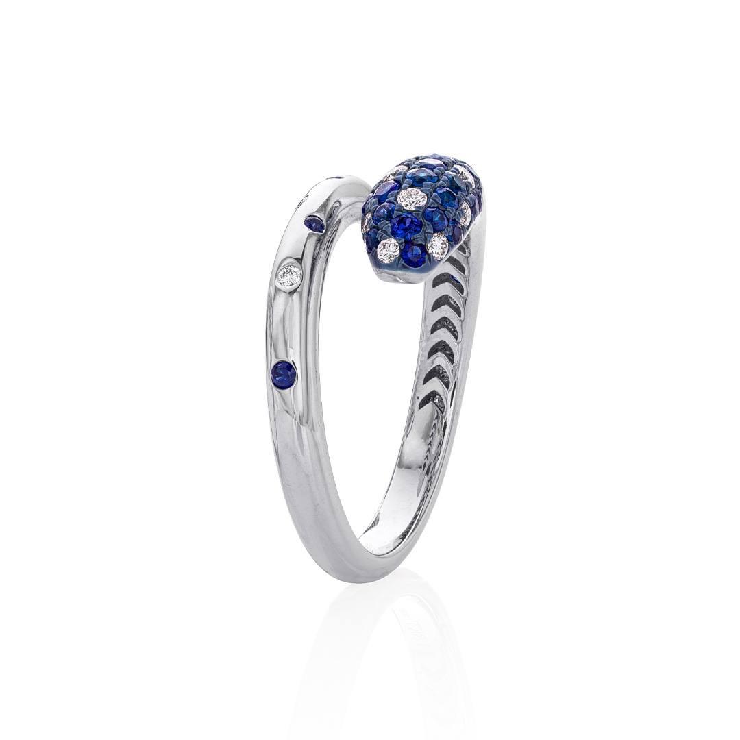 Sapphire and Diamond Snake Bypass Ring 1