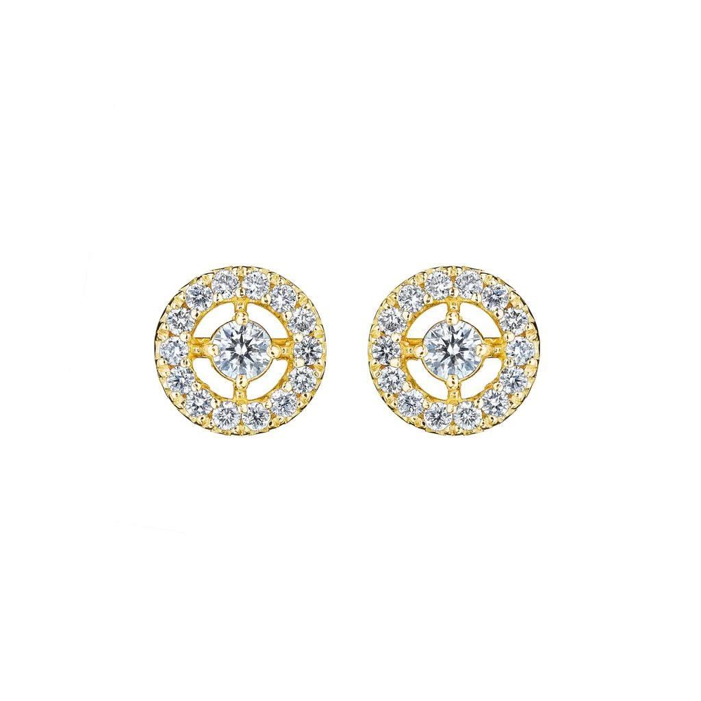 Penny Preville Yellow Gold Round Diamond Halo Stud Earrings 0