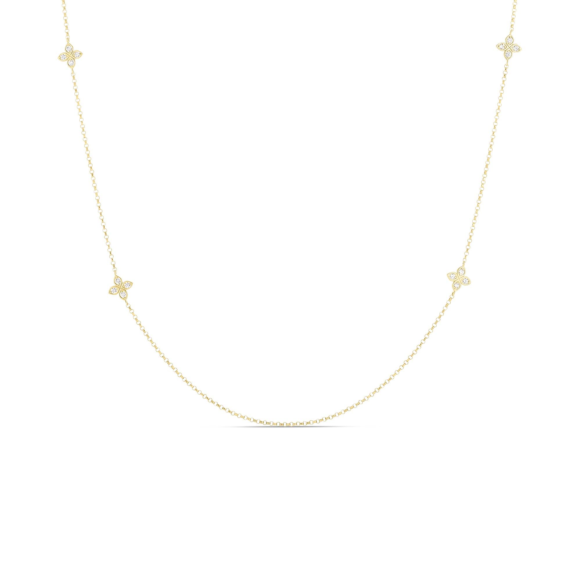 Roberto Coin Love by the Inch Yellow Gold Diamond Station Necklace 0