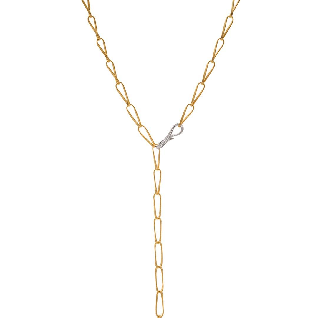 Marco Bicego Marrakech Onde Twisted Coil Link Lariat with Diamond Clasp