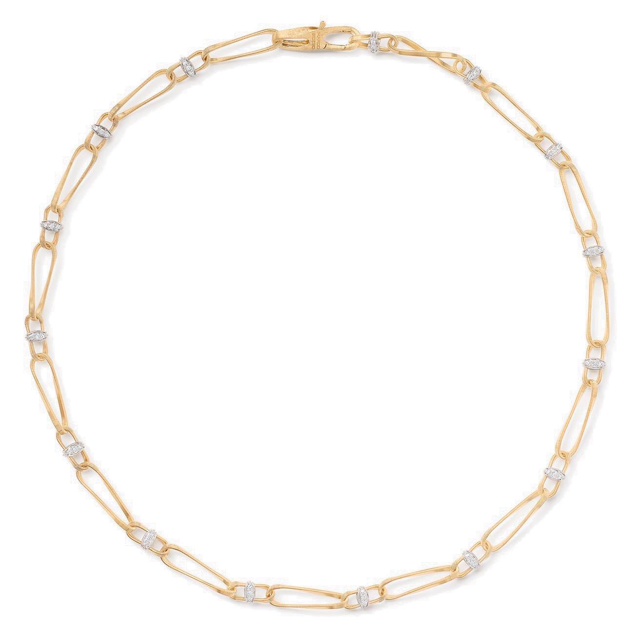 Marco Bicego Marrakech Onde Twisted Coil Link Necklace with Diamonds, 18 Inches