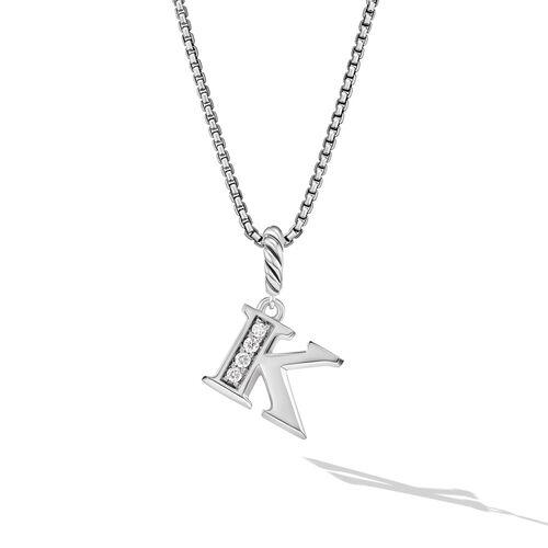 David Yurman Pavé Diamond Initial K Pendant Necklace in Sterling Silver