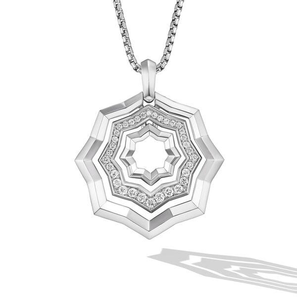 David Yurman Stax Zig Zag Pendant Necklace in Sterling Silver with Diamonds