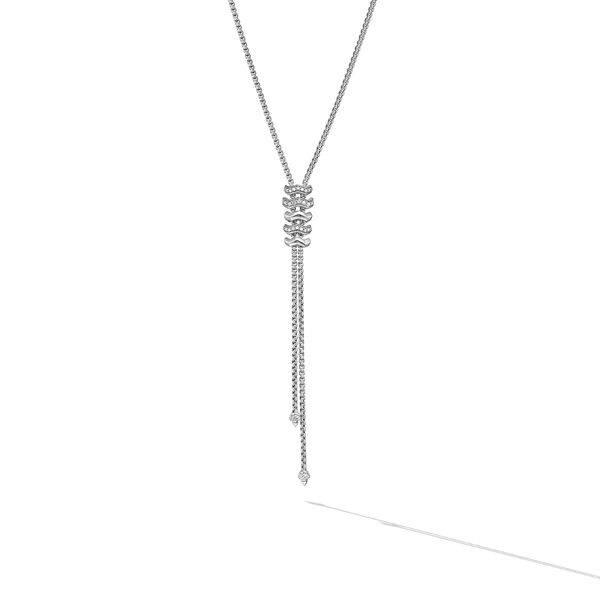 David Yurman Zig Zag Stax Y Necklace in Sterling Silver with Diamonds 0