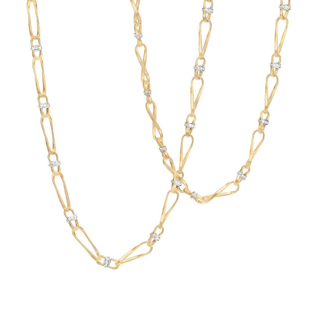 Marco Bicego Marrakech Onde Twisted Coil Link Necklace with Diamonds, 36 Inches