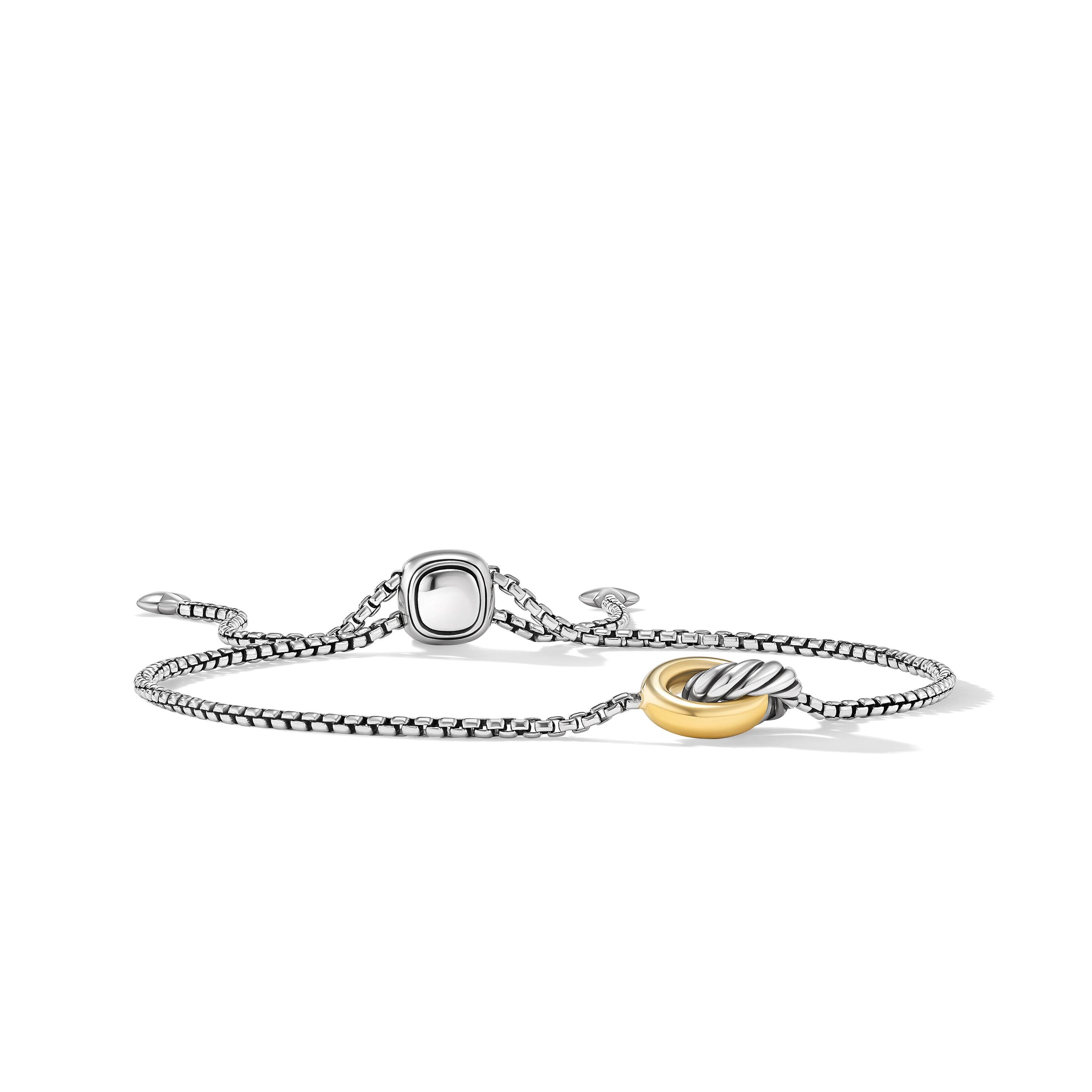 David Yurman Petite Cable Linked Bracelet in Sterling Silver with 14K Yellow Gold