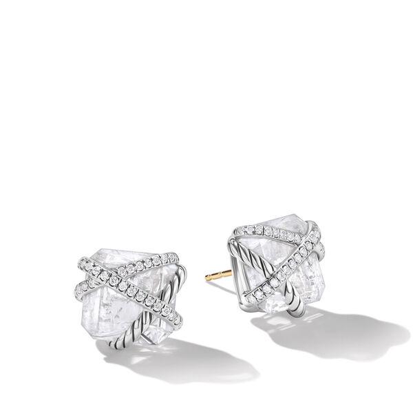David Yurman Cable Wrap Stud Earrings in Sterling Silver with Crystals and Diamonds 0