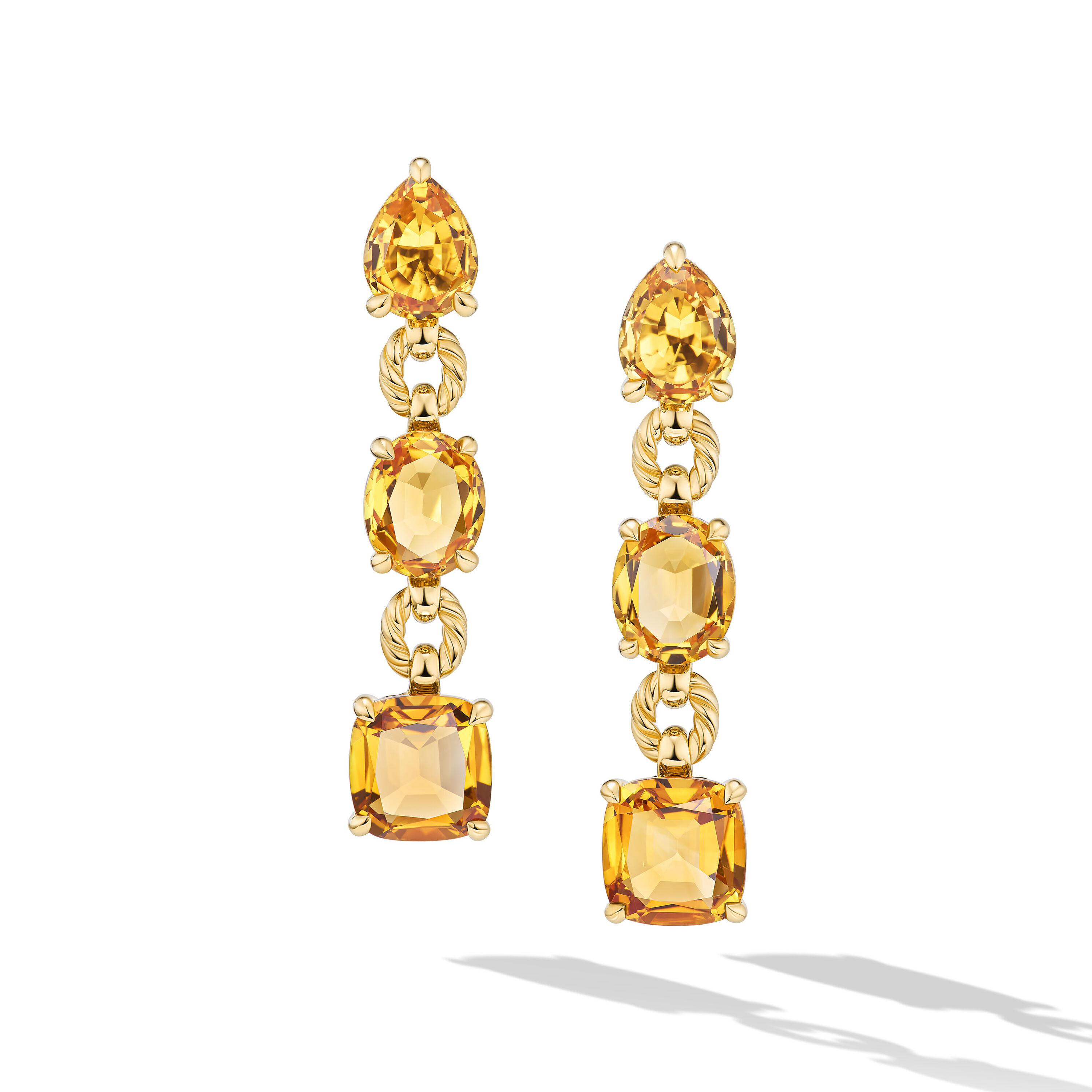 David Yurman Marbella Drop Earrings in 18K Yellow Gold with Citrine and Madeira Citrine
