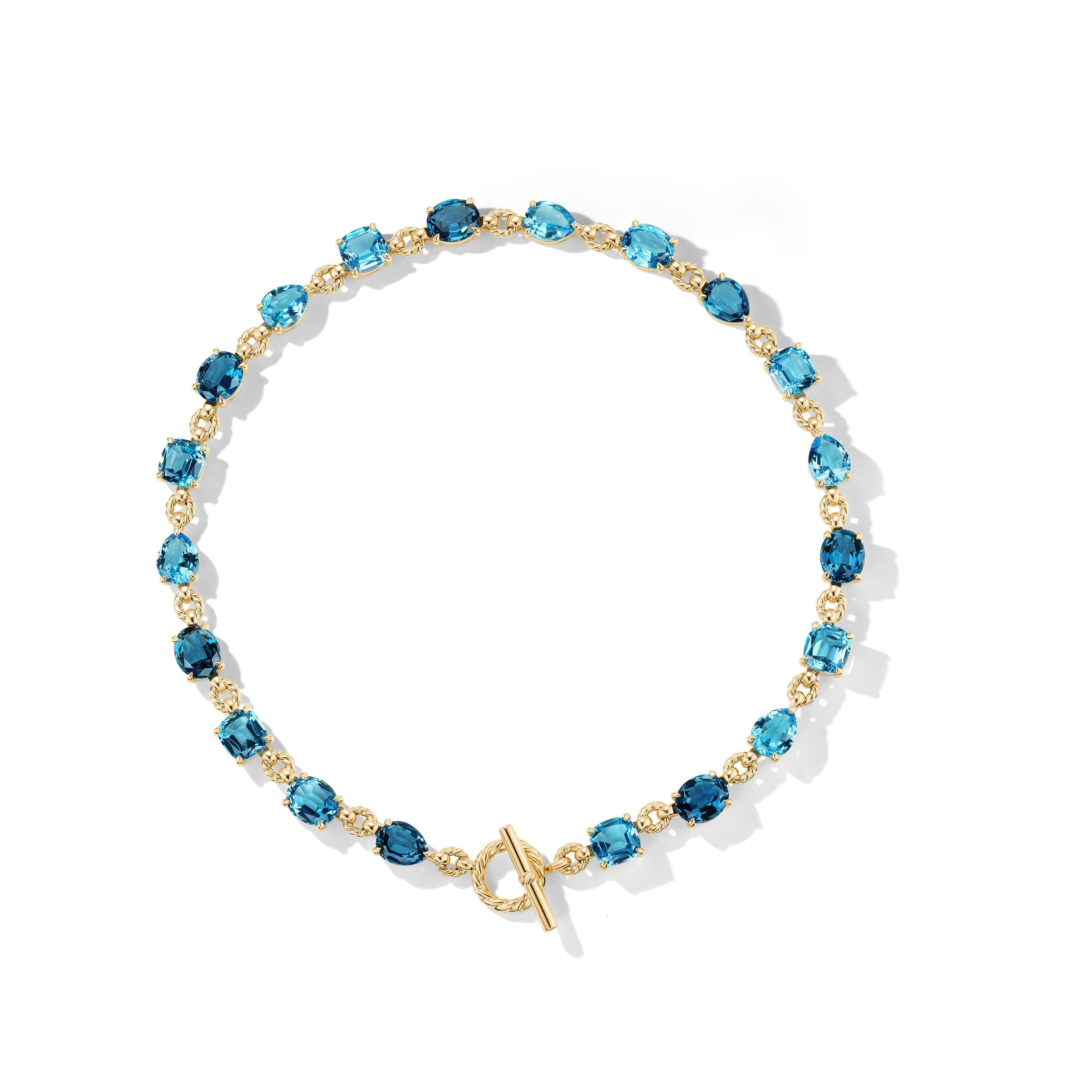 David Yurman Marbella Toggle Necklace with Blue Topaz and Hampton Blue Topaz