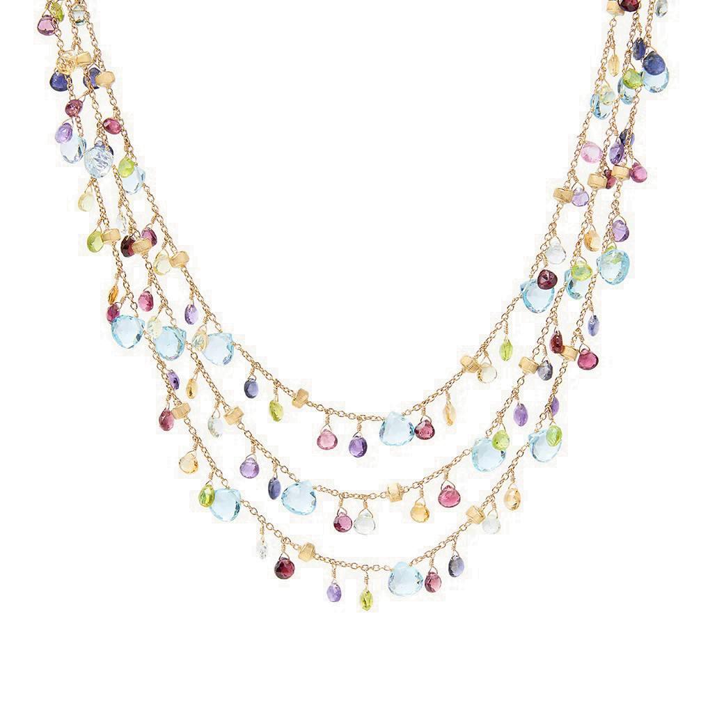 Marco Bicego Paradise Three Strand Necklace with Topaz Accents