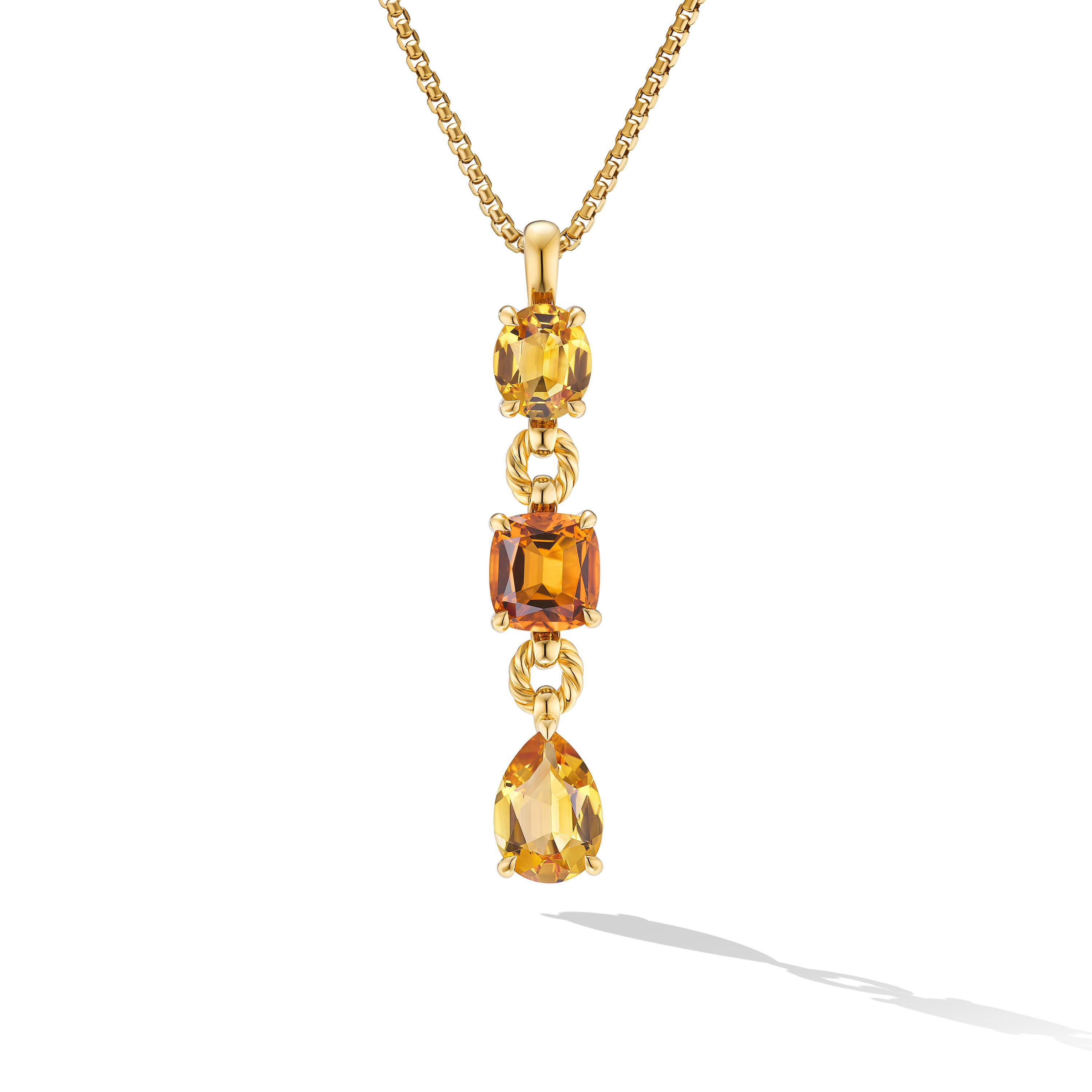 David Yurman Marbella Y Pendant in 18K Yellow Gold with Citrine and Madeira Citrine