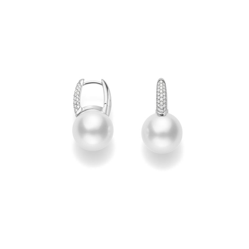 Mikimoto 11mm Pearl and Diamond White Gold Earrings 0