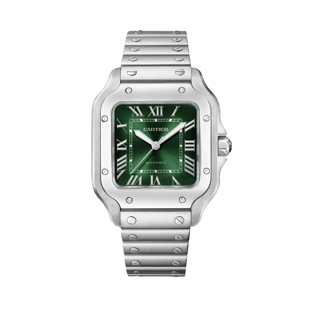 Santos de Cartier Watch in Steel with Green Dial, medium model 0