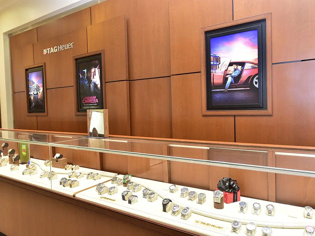 Photo of the TAG Heuer watch counter at Lee Michaels Fine Jewelry store in North Star Mall in San Antonio Texas