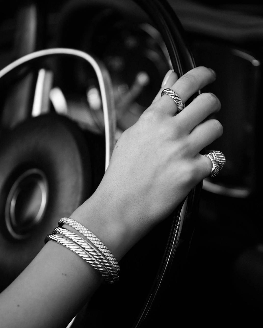 Photo of bracelets and rings from the David Yurman Scultped Cable collection