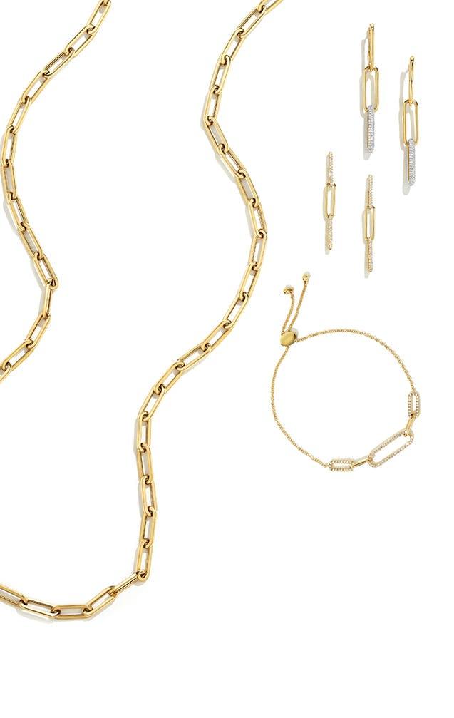 Photo of yellow gold paperclip jewelry