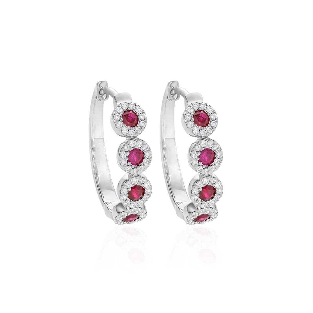 Ruby and Diamond Halo 18mm Hoops 0