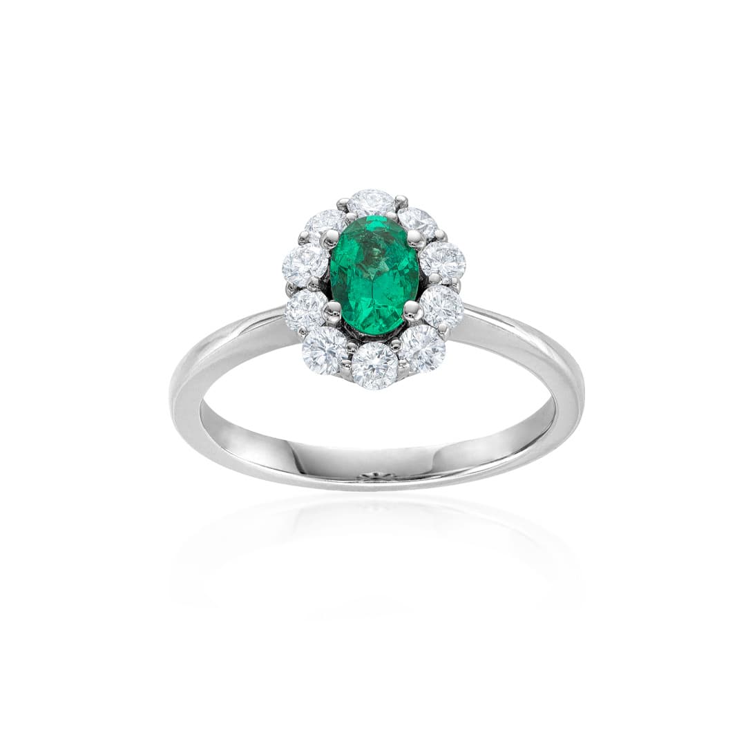 Halo Half-Carat Emerald and Diamond Ring 0