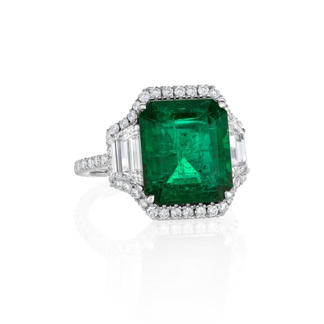 6.38 CT Emerald and Diamond White Gold Ring 0