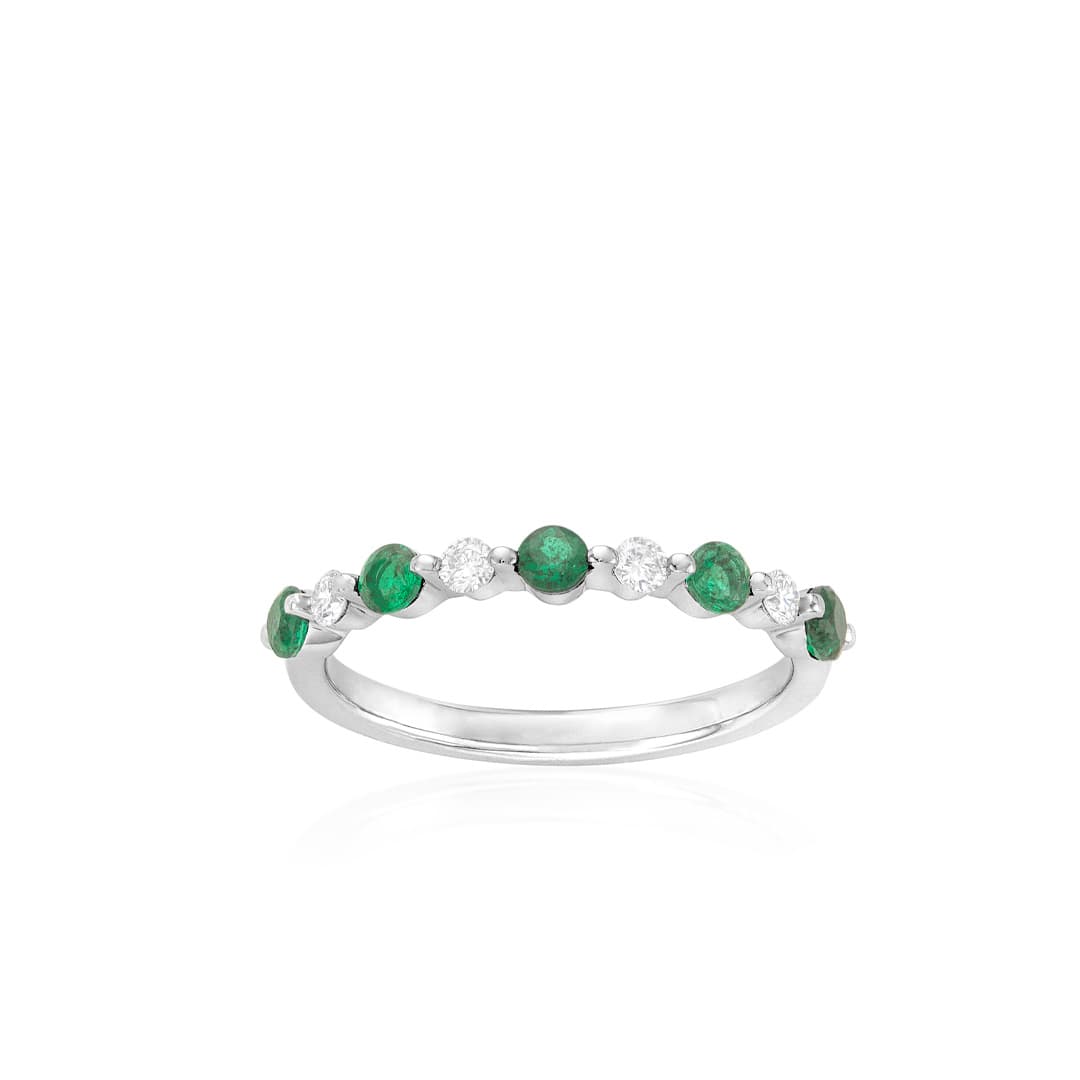 Emerald and Diamond Stackable Band 0