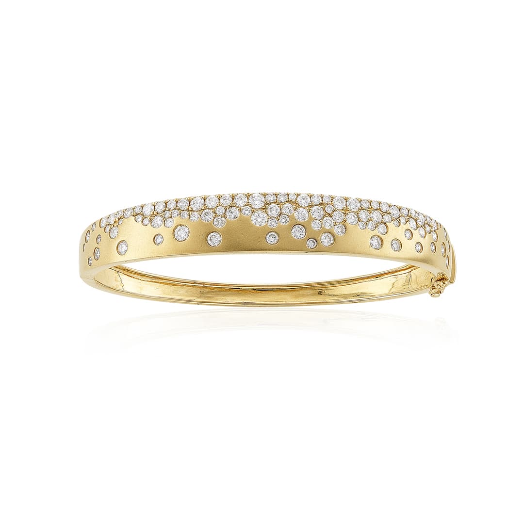 Color Blossom Open Bangle, Yellow Gold, White Gold, Onyx And