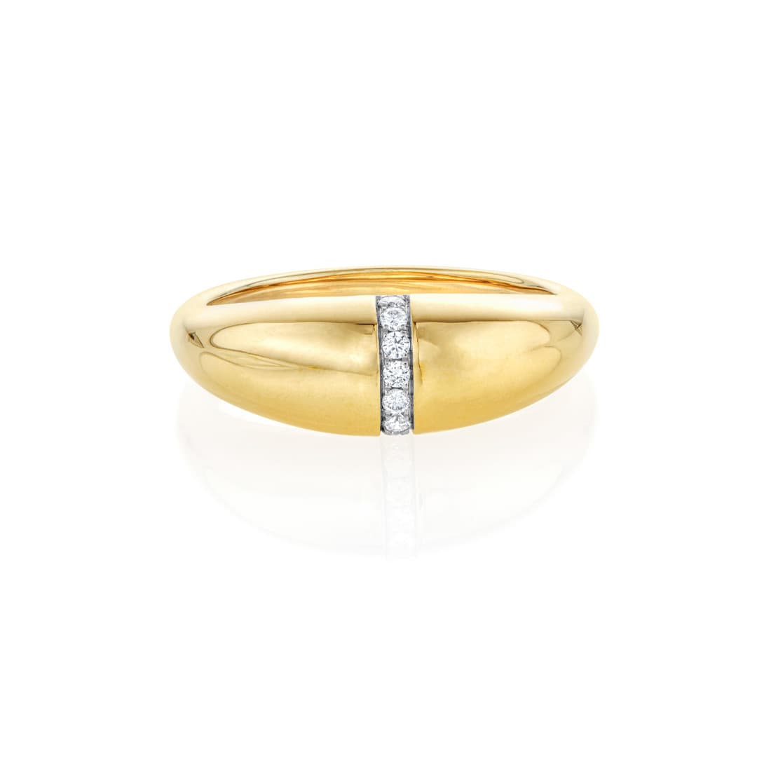 Domed Yellow Gold and Diamond Ring 0