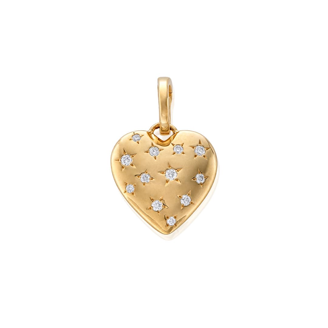 Diamond Heart Charm in 14K Yellow Gold