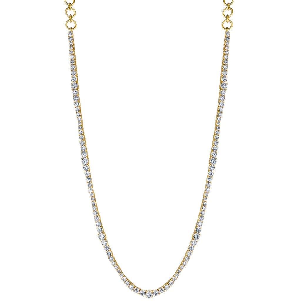 Penny Preville Yellow Gold 4.31CTW Diamond Wave Tennis Necklace