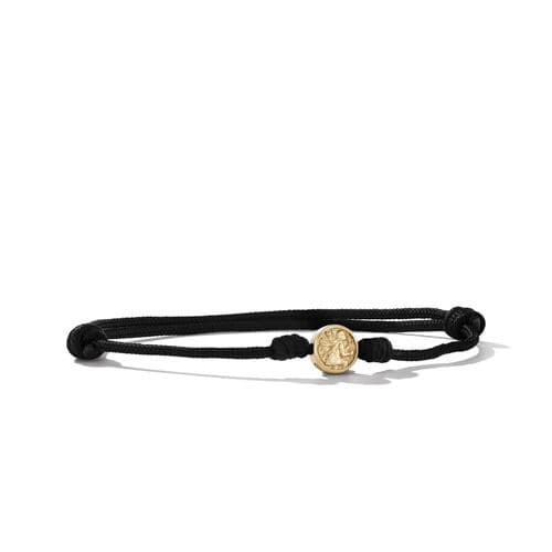 David Yurman Men's Infinity Link Black Cord Bracelet with 18k Yellow Gold