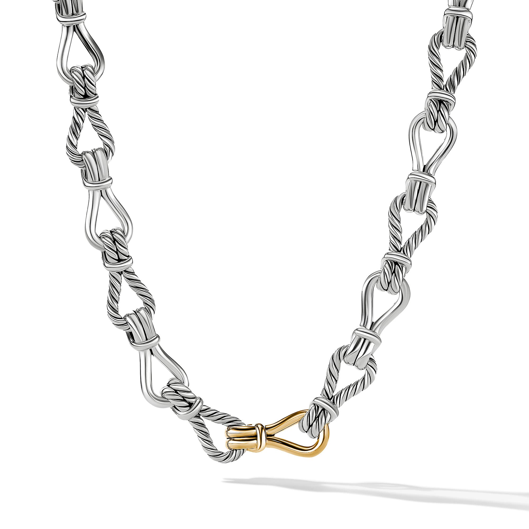 David Yurman Thoroughbred Loop Chain Link Necklace with 18k Yellow Gold, 16 inches