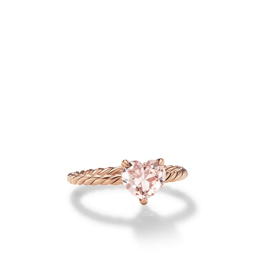 David Yurman Chatelaine Heart Ring in 18k Rose Gold with Morganite, size 6