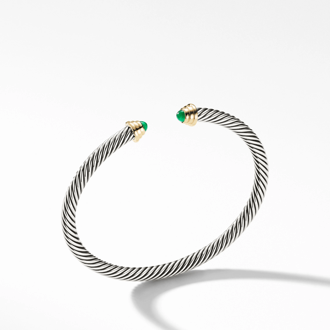 David Yurman Cable Kid's Birthstone Bracelet with Emerald and 14k Yellow Gold 1