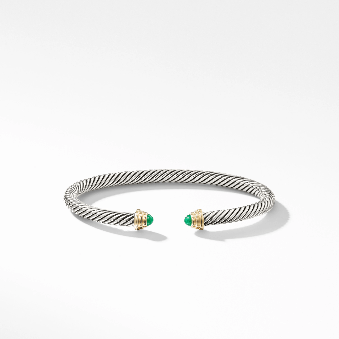 David Yurman Cable Kid's Birthstone Bracelet with Emerald and 14k Yellow Gold 0